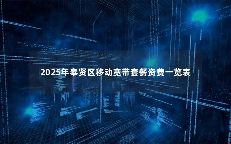 2025年奉贤区移动宽带套餐资费一览表