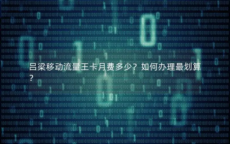 吕梁移动流量王卡月费多少？如何办理最划算？