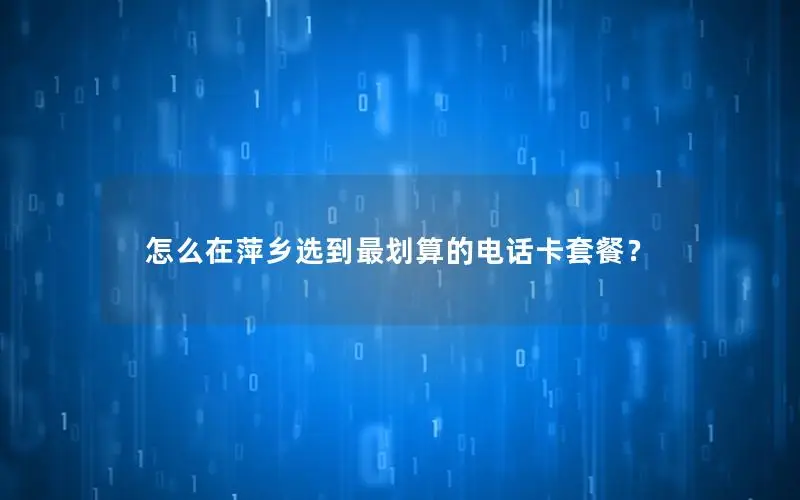 怎么在萍乡选到最划算的电话卡套餐？
