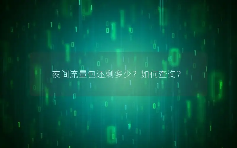 夜间流量包还剩多少？如何查询？