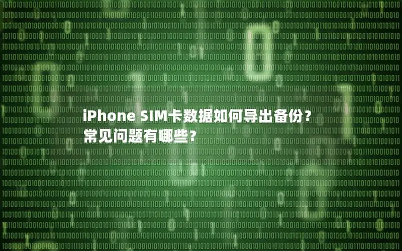 iPhone SIM卡数据如何导出备份？常见问题有哪些？
