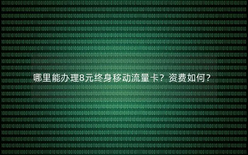 哪里能办理8元终身移动流量卡？资费如何？