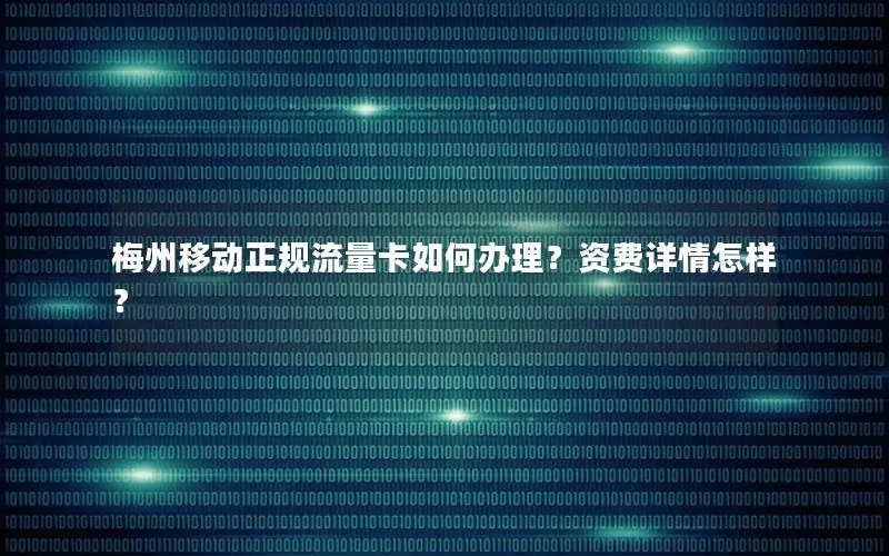 梅州移动正规流量卡如何办理？资费详情怎样？
