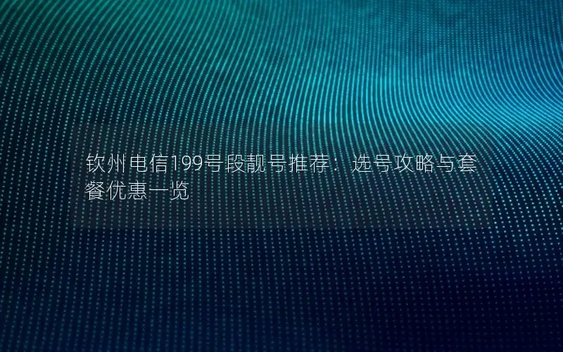 钦州电信199号段靓号推荐：选号攻略与套餐优惠一览