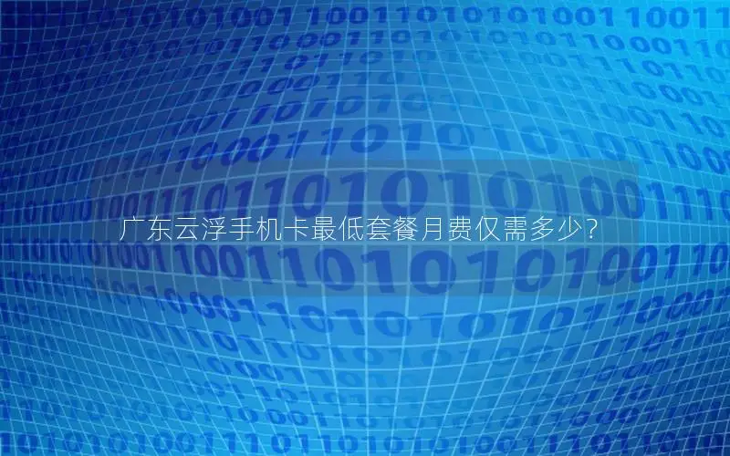 广东云浮手机卡最低套餐月费仅需多少？
