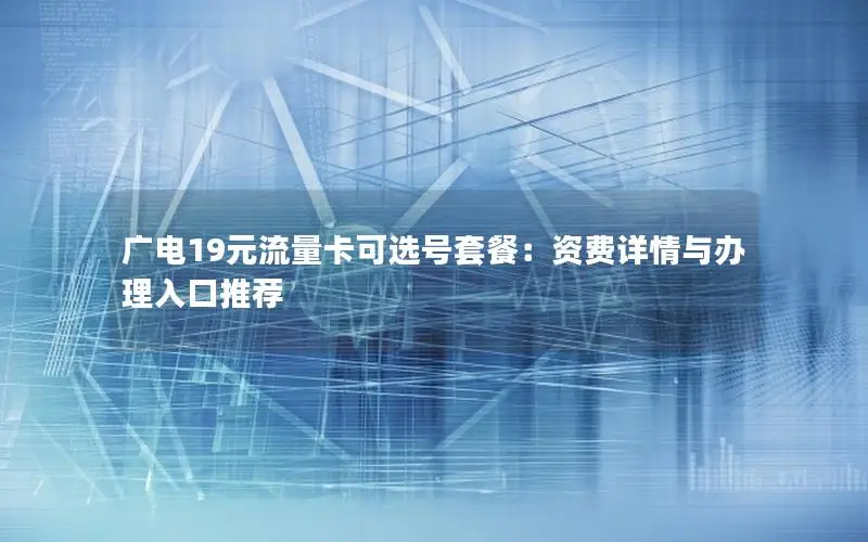 广电19元流量卡可选号套餐：资费详情与办理入口推荐