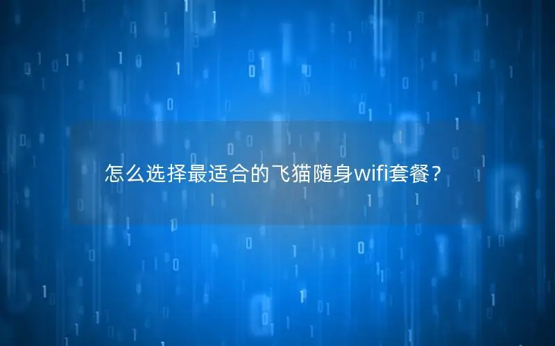 怎么选择最适合的飞猫随身wifi套餐？
