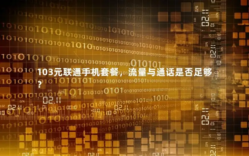 103元联通手机套餐，流量与通话是否足够？