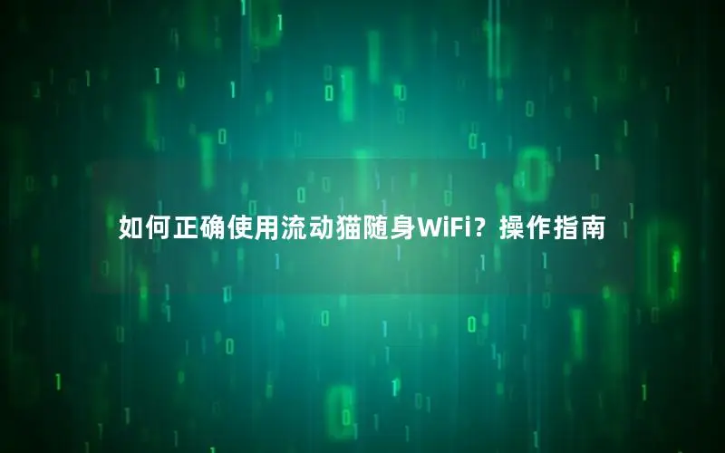 如何正确使用流动猫随身WiFi？操作指南