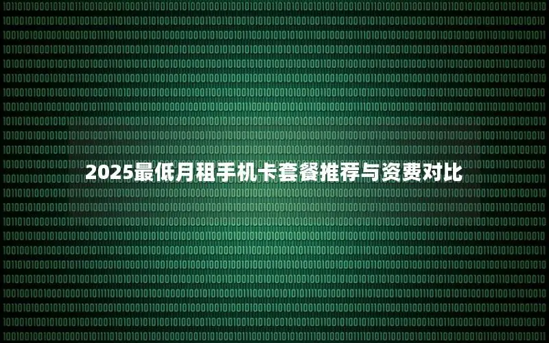 2025最低月租手机卡套餐推荐与资费对比
