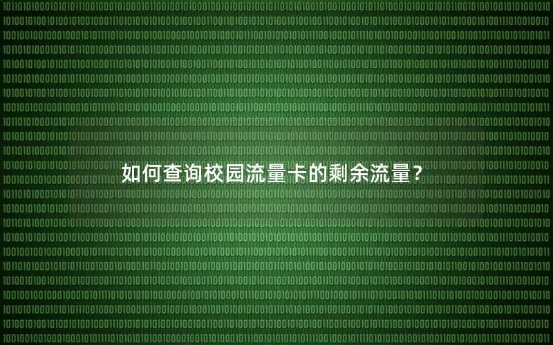 如何查询校园流量卡的剩余流量？