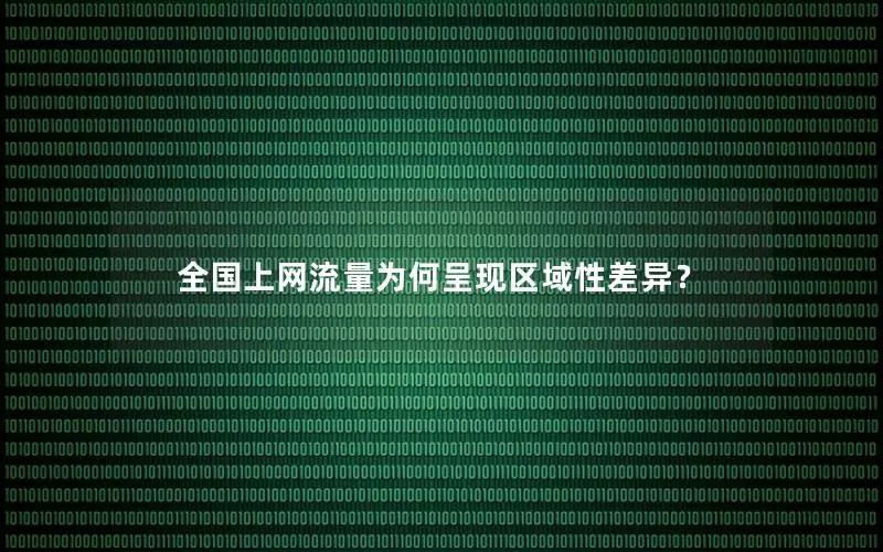 全国上网流量为何呈现区域性差异？