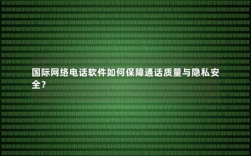 国际网络电话软件如何保障通话质量与隐私安全？
