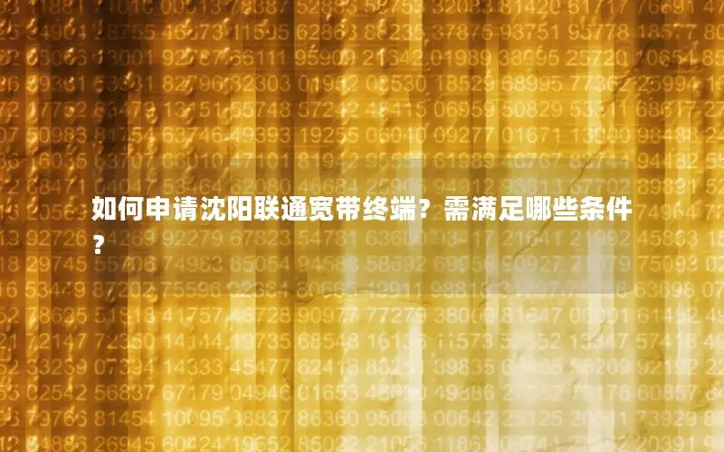 如何申请沈阳联通宽带终端？需满足哪些条件？