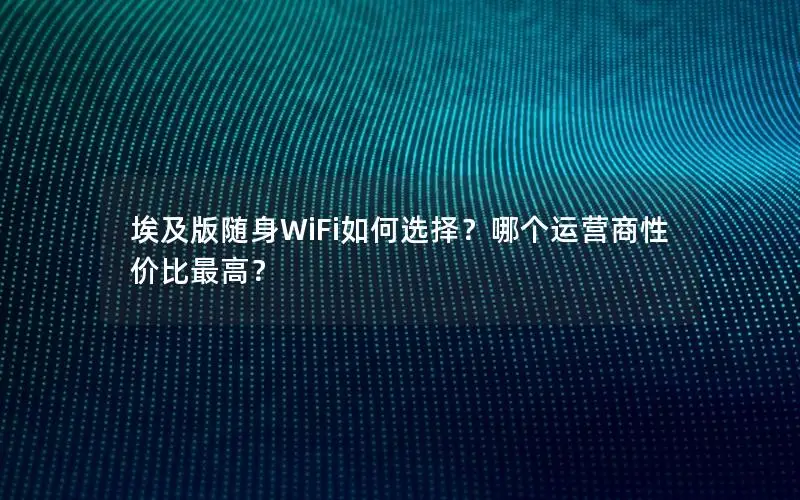 埃及版随身WiFi如何选择？哪个运营商性价比最高？