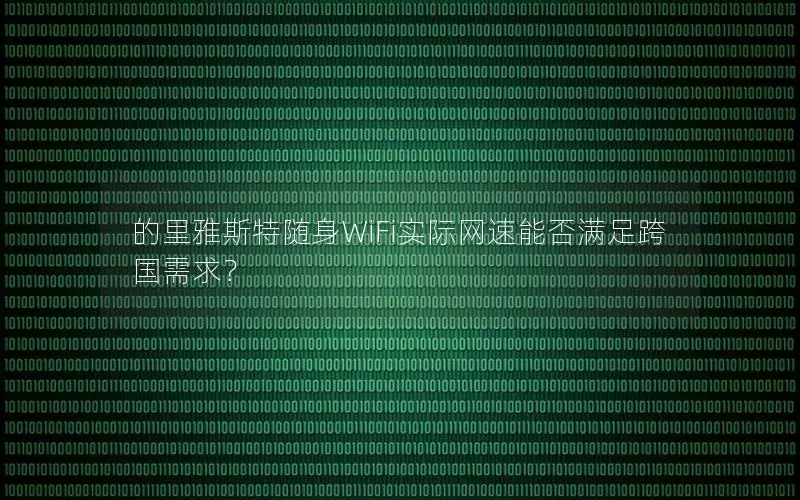的里雅斯特随身WiFi实际网速能否满足跨国需求？