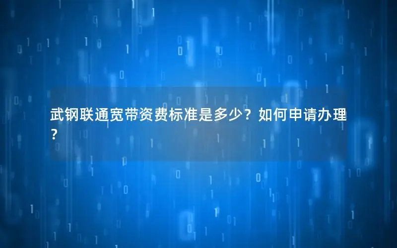 武钢联通宽带资费标准是多少？如何申请办理？