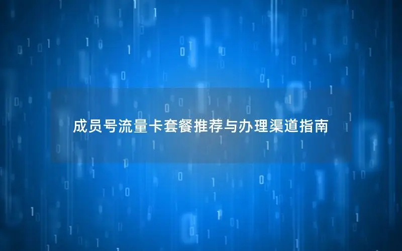 成员号流量卡套餐推荐与办理渠道指南