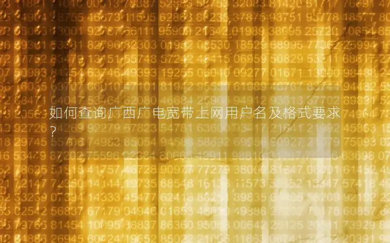 如何查询广西广电宽带上网用户名及格式要求？