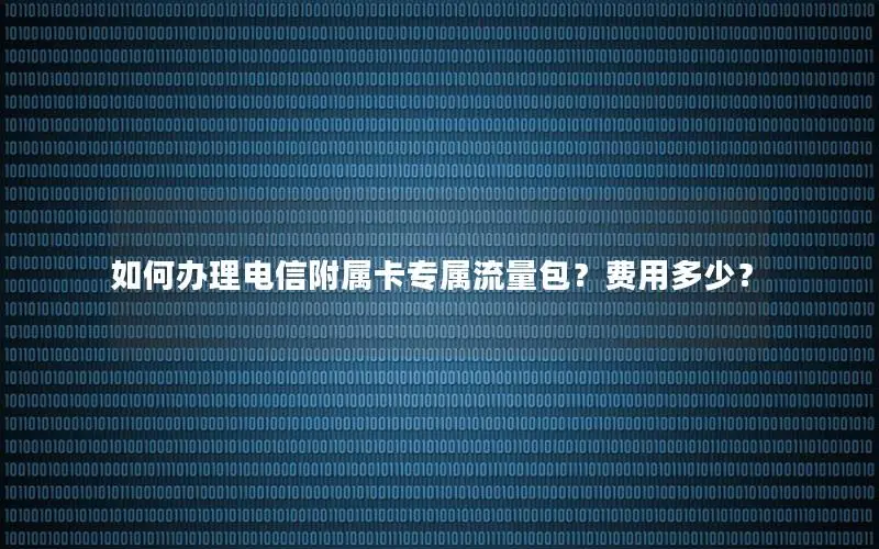 如何办理电信附属卡专属流量包？费用多少？
