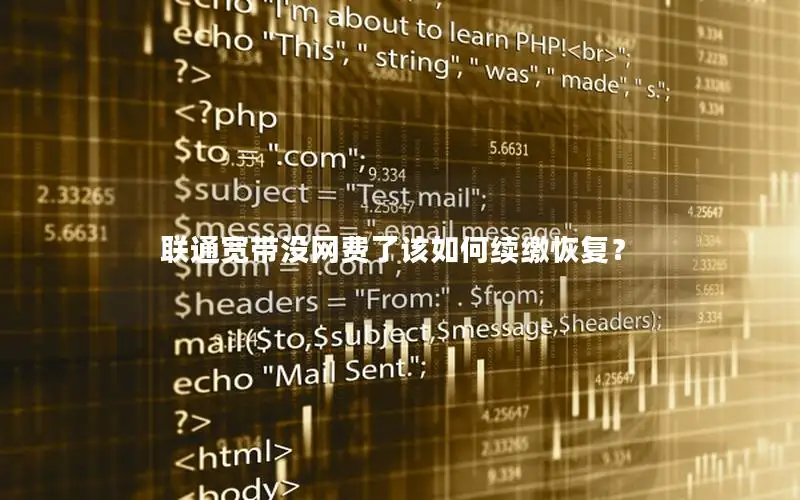 联通宽带没网费了该如何续缴恢复？
