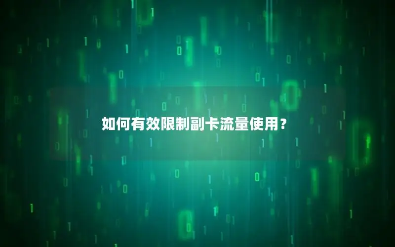 如何有效限制副卡流量使用？