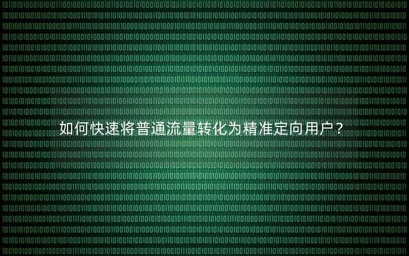 如何快速将普通流量转化为精准定向用户？