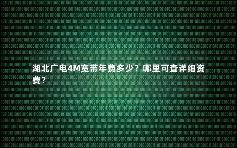 湖北广电4M宽带年费多少？哪里可查详细资费？