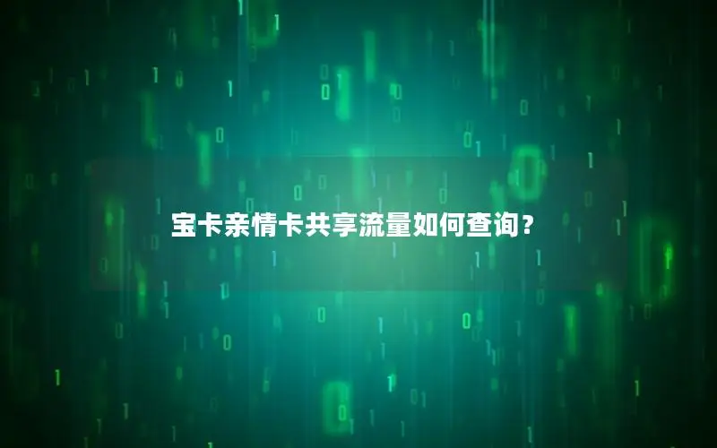 宝卡亲情卡共享流量如何查询？