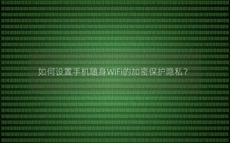 如何设置手机随身WiFi的加密保护隐私？