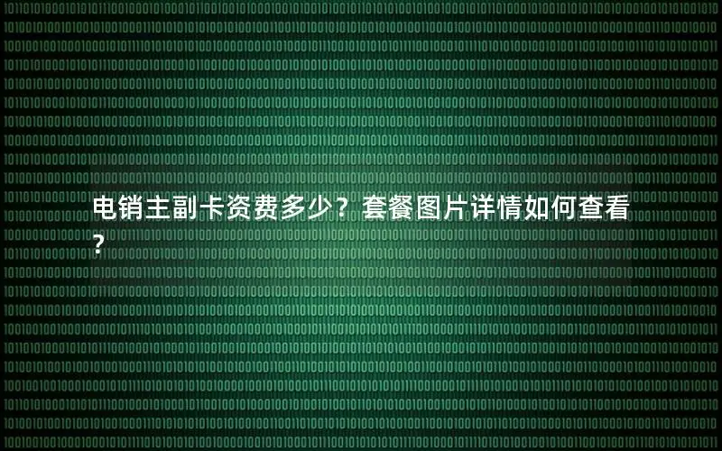 电销主副卡资费多少？套餐图片详情如何查看？