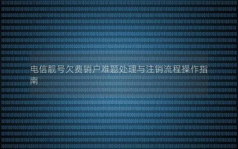 电信靓号欠费销户难题处理与注销流程操作指南