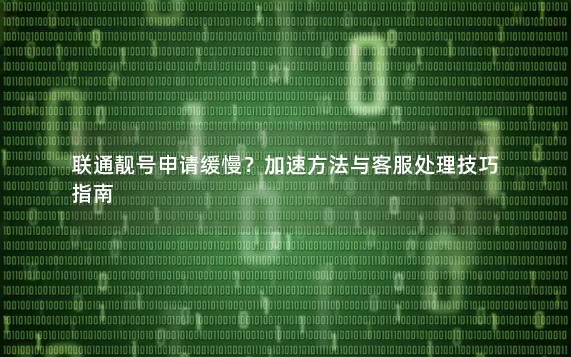 联通靓号申请缓慢？加速方法与客服处理技巧指南