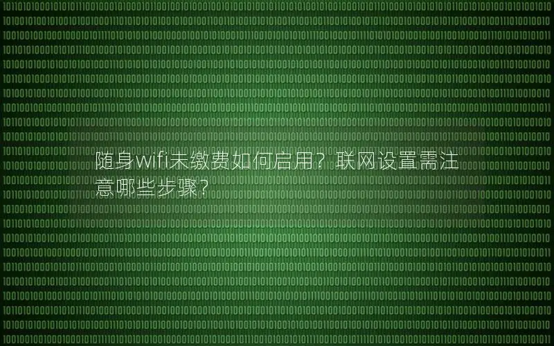 随身wifi未缴费如何启用？联网设置需注意哪些步骤？