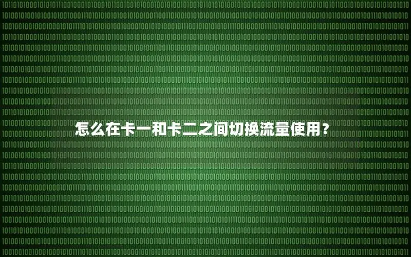 怎么在卡一和卡二之间切换流量使用？