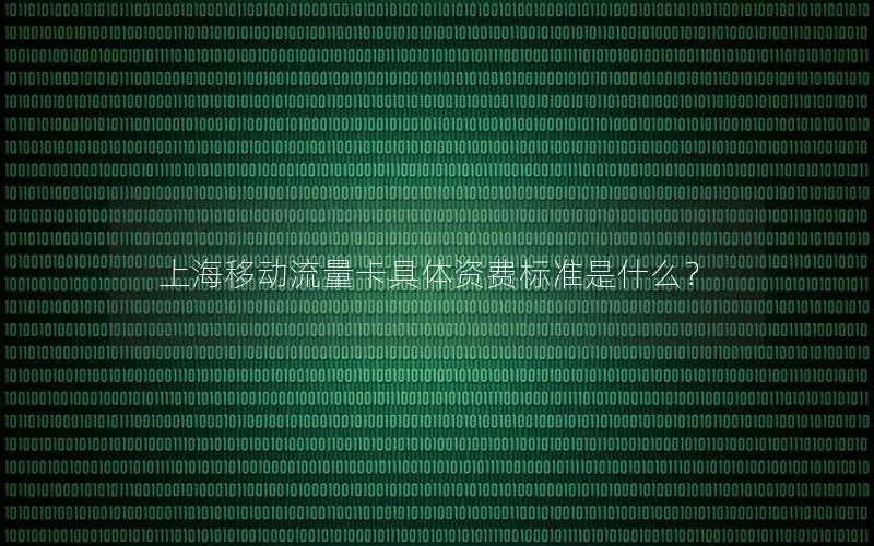 上海移动流量卡具体资费标准是什么？