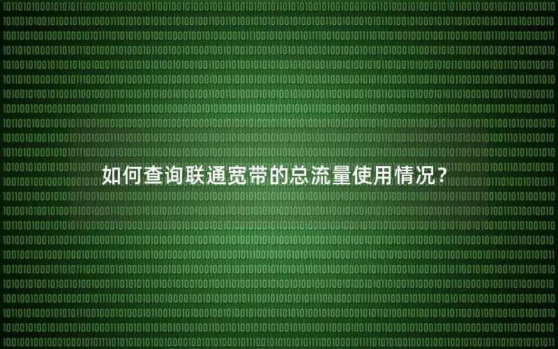 如何查询联通宽带的总流量使用情况？