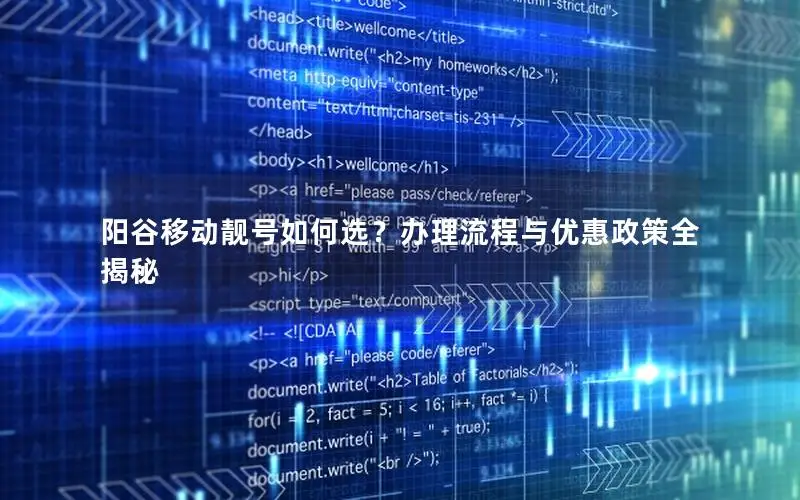 阳谷移动靓号如何选？办理流程与优惠政策全揭秘
