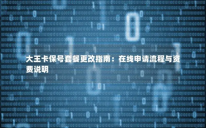 大王卡保号套餐更改指南：在线申请流程与资费说明