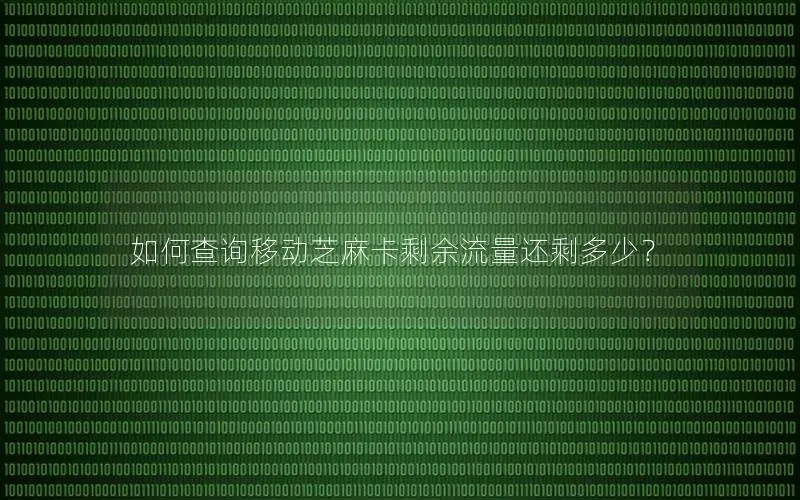 如何查询移动芝麻卡剩余流量还剩多少？