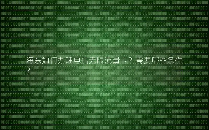 海东如何办理电信无限流量卡？需要哪些条件？