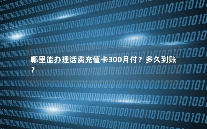 哪里能办理话费充值卡300月付？多久到账？