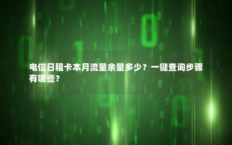电信日租卡本月流量余量多少？一键查询步骤有哪些？