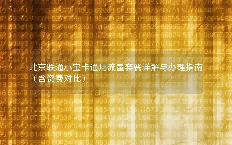 北京联通小宝卡通用流量套餐详解与办理指南（含资费对比）