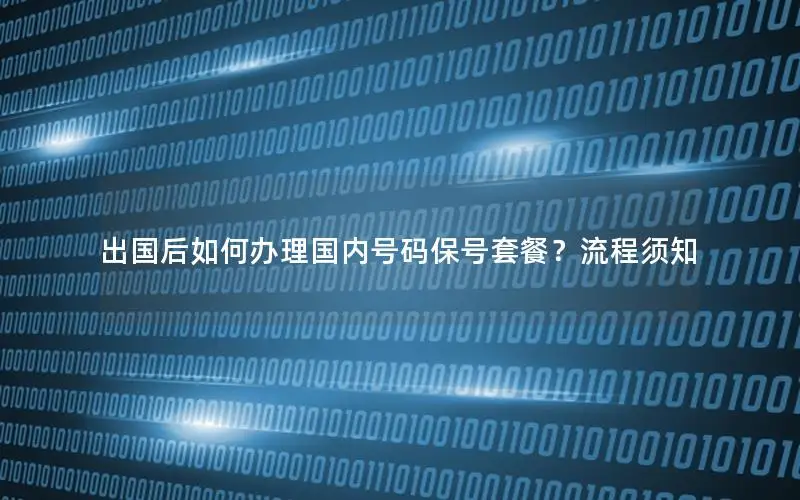出国后如何办理国内号码保号套餐？流程须知