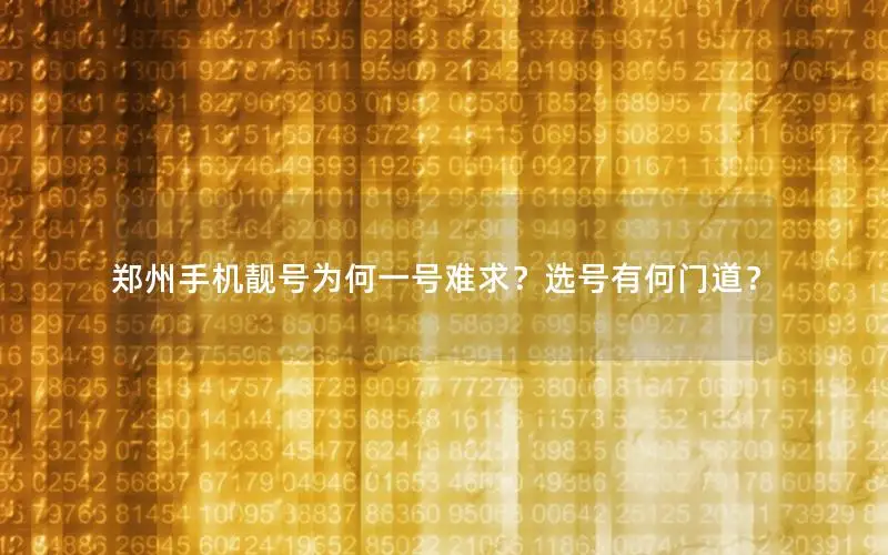 郑州手机靓号为何一号难求？选号有何门道？