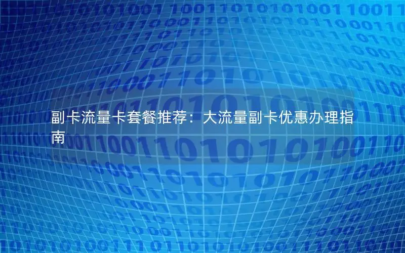 副卡流量卡套餐推荐：大流量副卡优惠办理指南