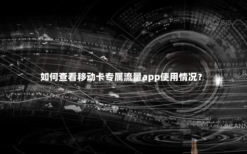 如何查看移动卡专属流量app使用情况？