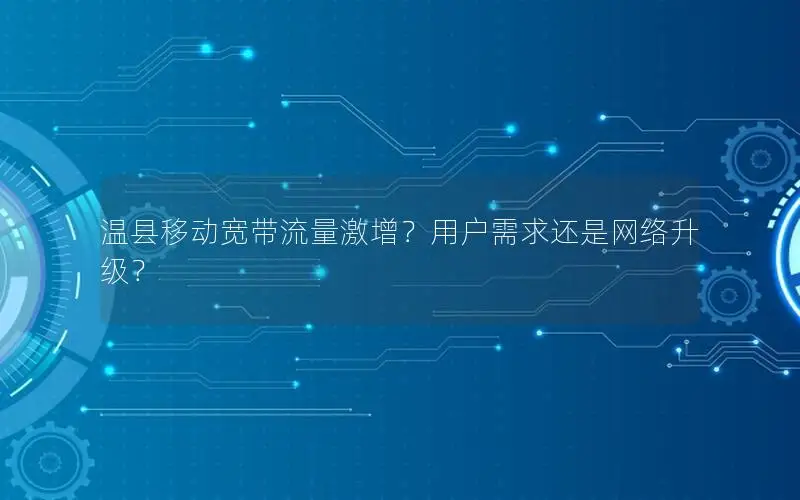 温县移动宽带流量激增？用户需求还是网络升级？