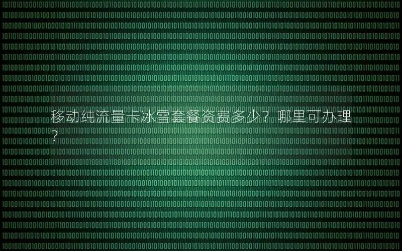 移动纯流量卡冰雪套餐资费多少？哪里可办理？